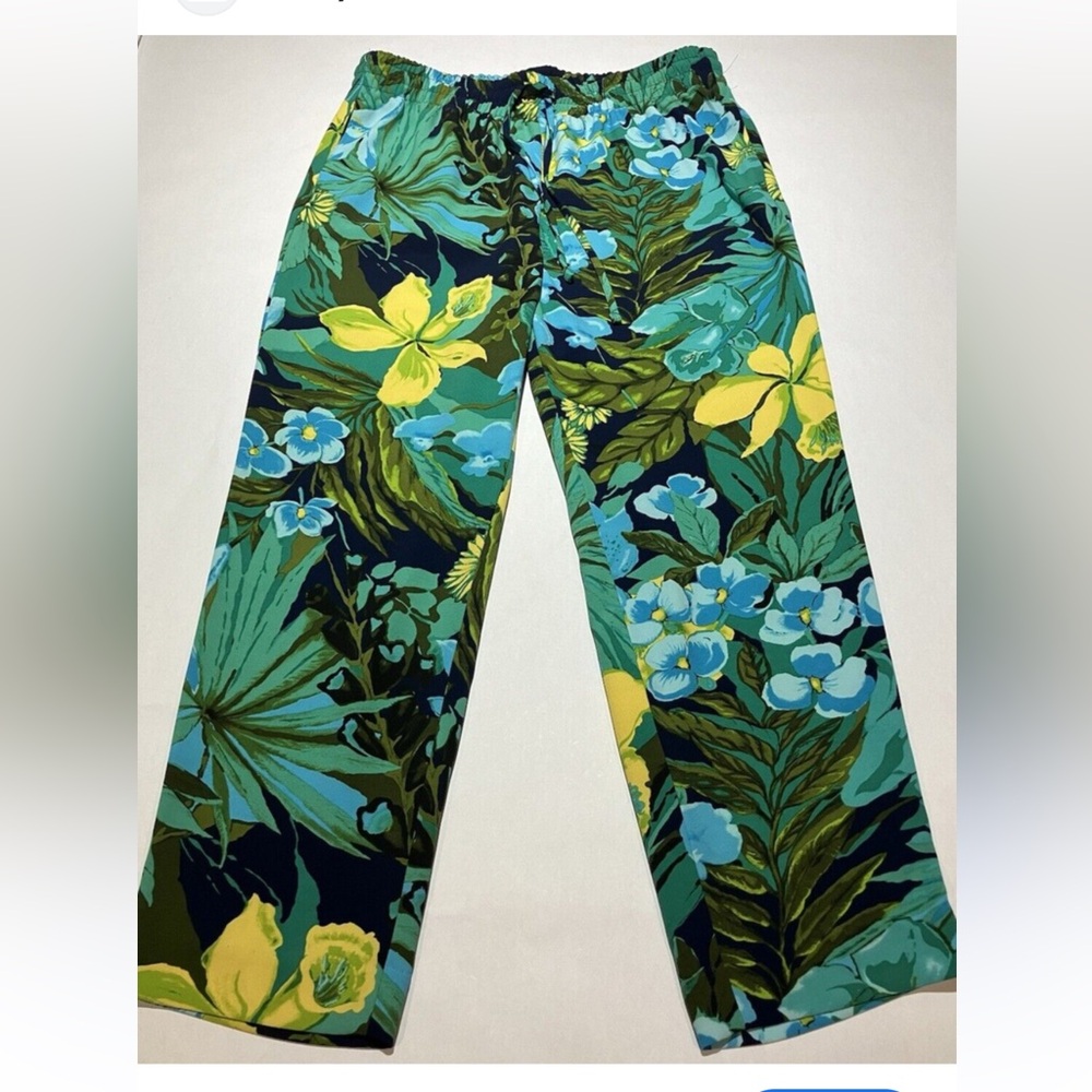 Talbots Floral Pull-on Pants Sz L